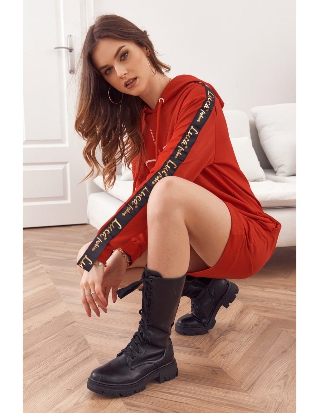 Sports tunic with hood, red 1023 - Online store - Boutique